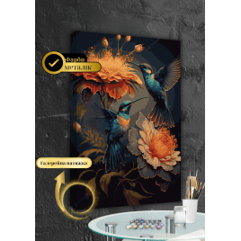 АМ-0854 Політ Колібрі з фарбами металік на 3D підрамнику  